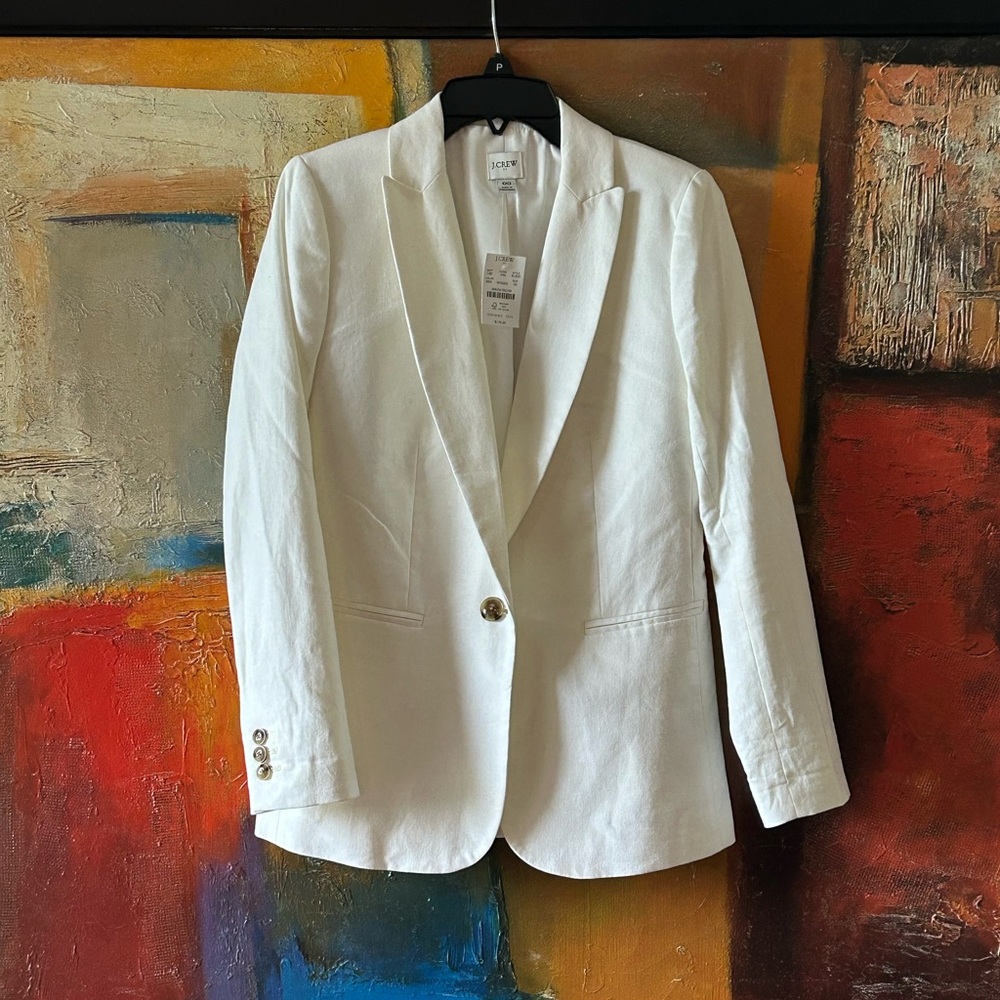 J. Crew White Blazer with Gold Button